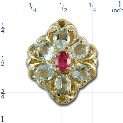 B2120 14K SLIDE PINK TOURMALINE CENTER & AQUAMARINE SIDES 